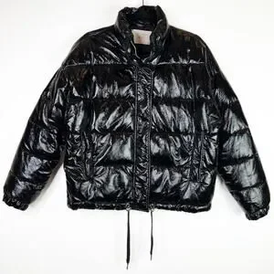 ジャケット・アウター ZARA SHINY PUFFER JACKET ZARA BLACK SHINY VINYL QUILTED WATER REPELLENT SHORT PUFFER